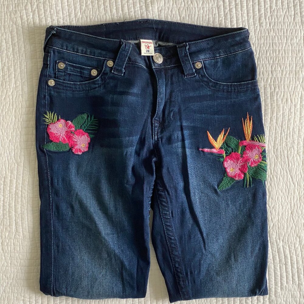 True Religion Paradise Falls Embroidered Skinny Jeans